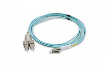 N123.5LLA2 Cordon de brassage optique LANmark-OF duplex LC-LC 50/125 OM3 LSZH 2m turquoise