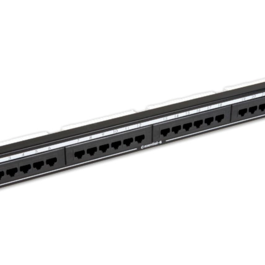 N500.206 Essential-6 PCB Patch Panel Non Blindé 24 RJ45 Cat 6 Connexion Arrière Noir