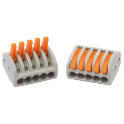 [TEM0767732] KCI-405 Code: 0767732 Borne de raccordement rapide par système de pince. Section 2,5 mm² (câble flexible), 4 mm² (câble rigide). 5 conducteurs, 250/400 V, 32 A