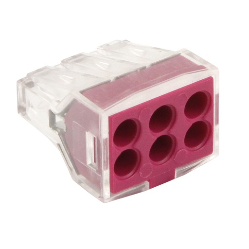 [TEM0767728] KBRM-106 Code: 0767728 Borne de raccordement rapide de type à enfichage direct. Section de 2,5 mm². 6 conducteurs, 250/400 V, 24 A