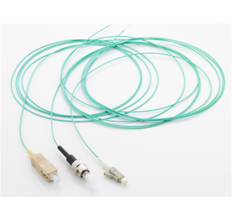 [NEX.N123.5TLA] N123.5TLA Cordon d'installation optique, fibres pré-raccordées (queue de cochon) LANmark-OF, LC (MM), OM2 / OM3 dense Tight Buffer, LSZH, 1m, couleur : turquoise
